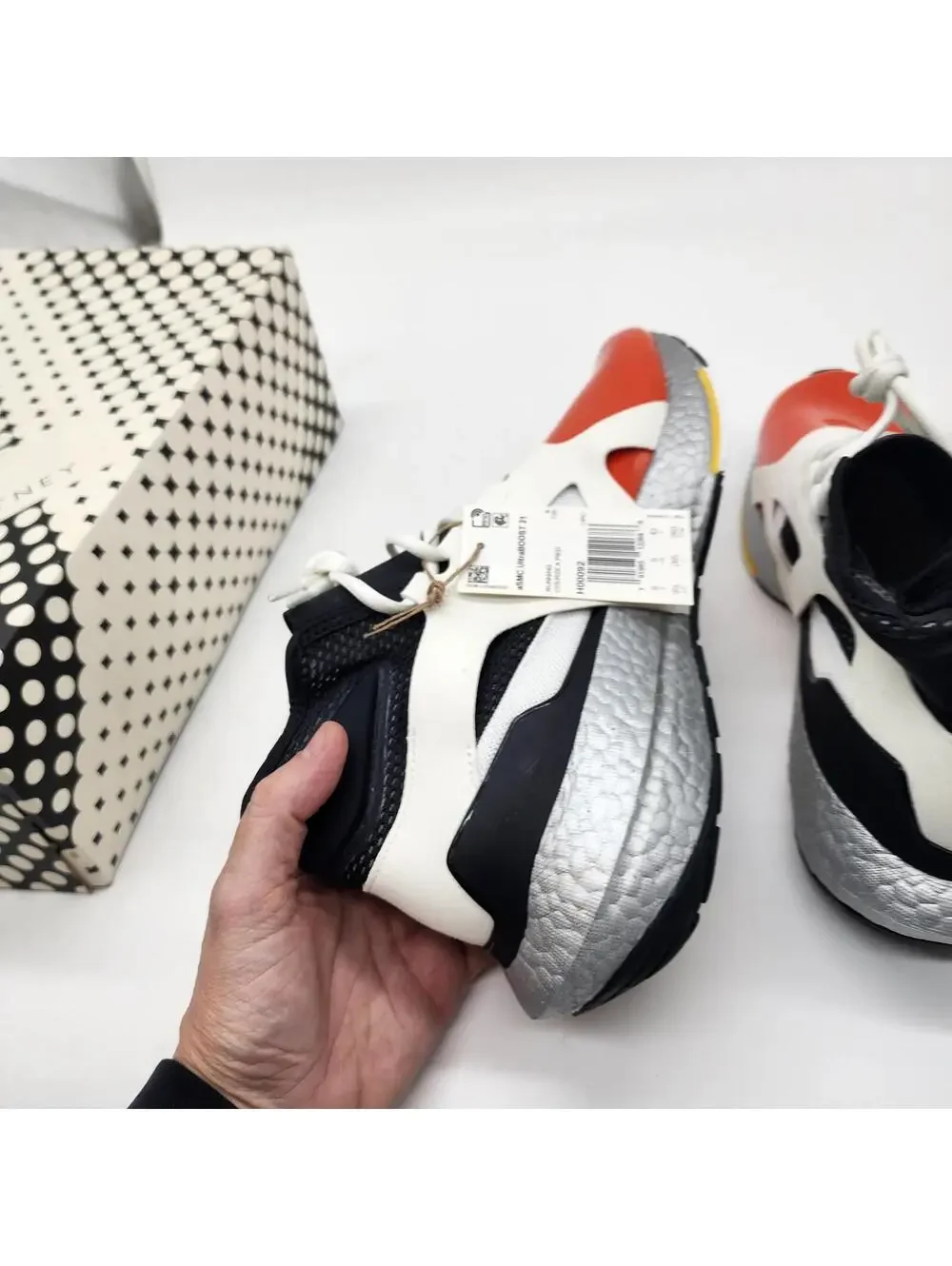 NWB Adidas Stella McCartney UltraBOOST 21 Metallic Signal Orange White Black 9.5